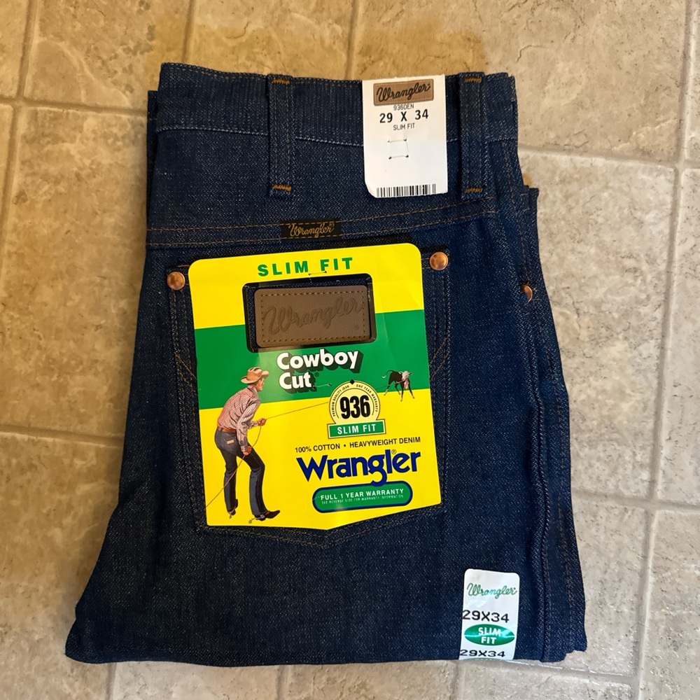 Wrangler Men Jeans Slim Dark Blue Cowboy Cut 29x34